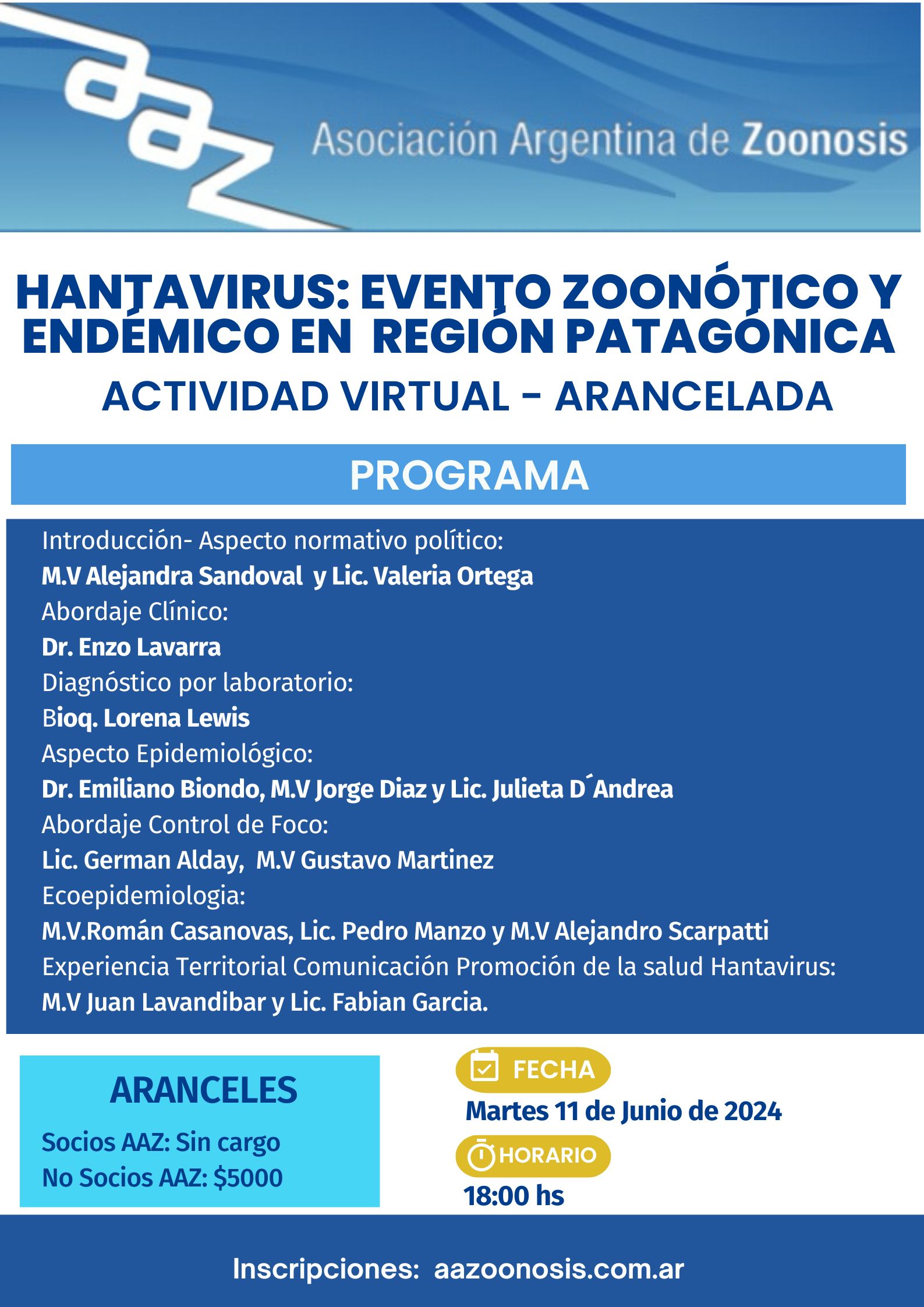 Hantavirus:evento zoonótico y endémico en  Región Patagónica – Virtual – 11 de junio 18 horas